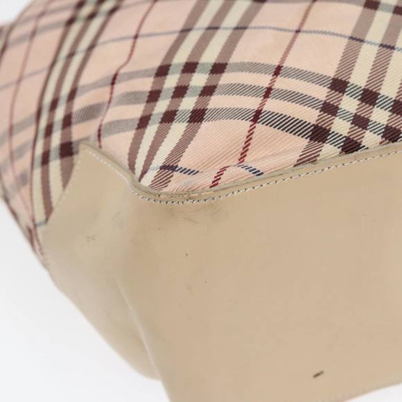 BURBERRY Nova Check Blue Label Tote Bag Nylon Beige Pink Silver Auth ti2039 - Picture 14 of 16